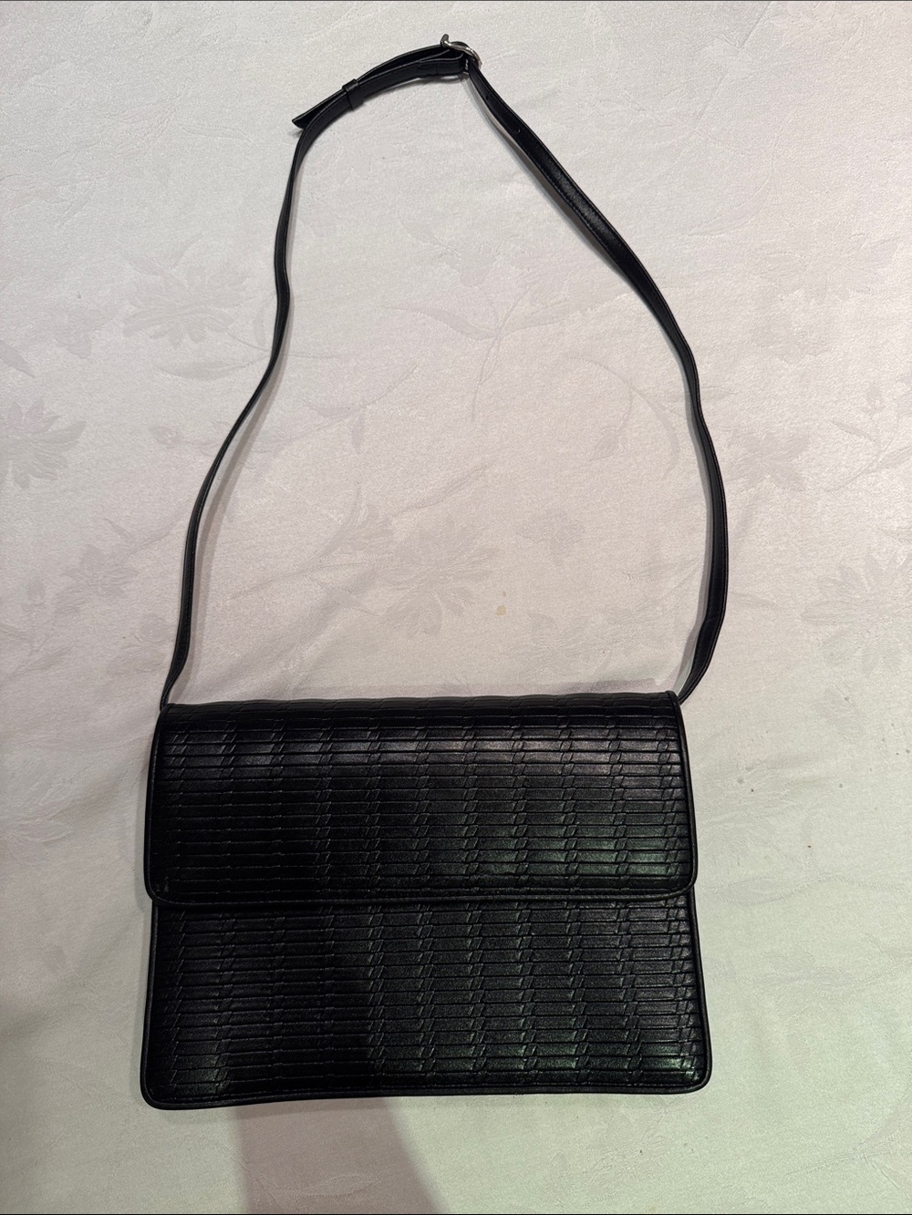 Classic Dokkim Black Woven Leather  Handbag